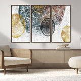 70653-MGV-CV-36X24-Abstract Tree Ring Wall Art – Modern Rustic Wood Slice Canvas Print with Gold Accents, Contemporary Nature Decor for Living Room,