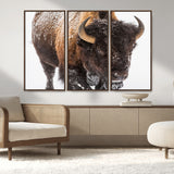 65605-MGV-CV-36X24-Snow Bison Wall Art – Close Up Buffalo Canvas Print, Rustic Western Wildlife Photography, Farmhouse Cabin Lodge Decor for Living