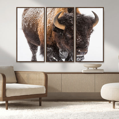 65605-MGV-CV-36X24-Snow Bison Wall Art – Close Up Buffalo Canvas Print, Rustic Western Wildlife Photography, Farmhouse Cabin Lodge Decor for Living