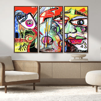 37796-MGV-CV-36X24-Picasso Style Wall Art Canvas Print, Framed Picasso Art Picture Print, Picasso Cubism Perfect Modern Abstract Decor Artwork