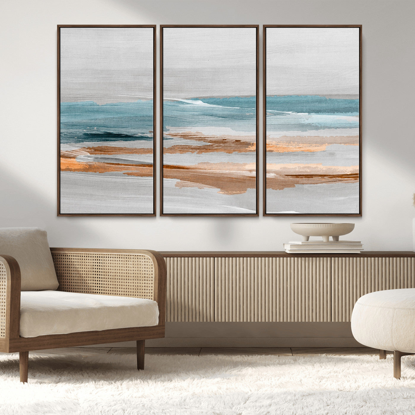 23430-MGV-CV-36X24-Abstract Coastal Wall Art – Modern Ocean Horizon Canvas Print, Minimalist Beach Scene Painting for Bedroom, Living Room, Office or