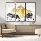 37733-MGV-CV-36X24-Golden Mountain Wall Art – Modern Abstract Landscape Canvas Print with Birds, Luxury Nature Decor for Living Room, Bedroom, or