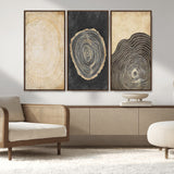 77785-MGV-CV-36X24-Tree Ring Abstract Wall Art – Rustic Wood Growth Pattern Canvas Prints, Modern Nature-Inspired Decor for Living Room or Office