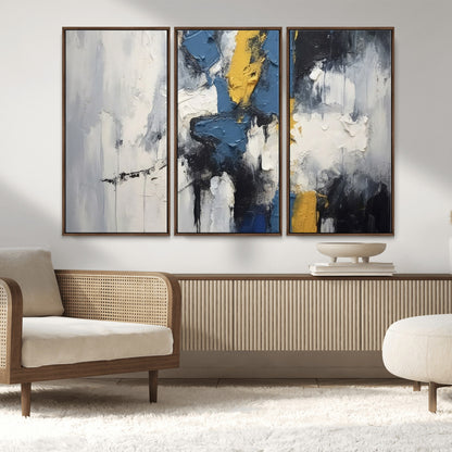 63850-MGV-CV-36X24-Abstract Blue and Yellow Wall Art – Modern Textured Canvas Painting, Bold Contemporary Artwork for Living Room, Bedroom or Office