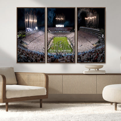 11391-MGV-CV-36X24-Penn State Stadium Wall Art – Panoramic White Out Football Game Canvas Print, College Sports Decor for Office, Man Cave, or Living