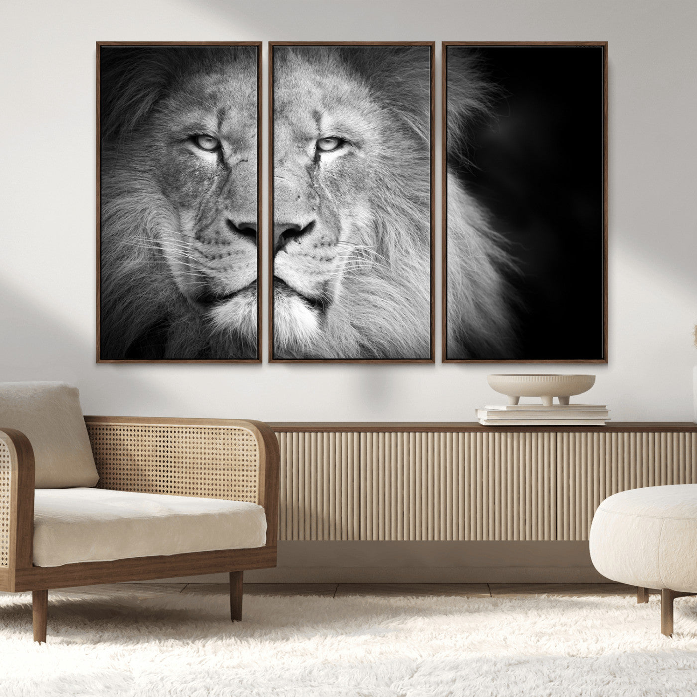 94453-MGV-CV-36X24-Lion Portrait Wall Art – Black and White King of the Jungle Canvas Print, Safari Wildlife Decor for Office, Bedroom, or Living