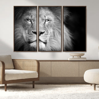 94453-MGV-CV-36X24-Lion Portrait Wall Art – Black and White King of the Jungle Canvas Print, Safari Wildlife Decor for Office, Bedroom, or Living