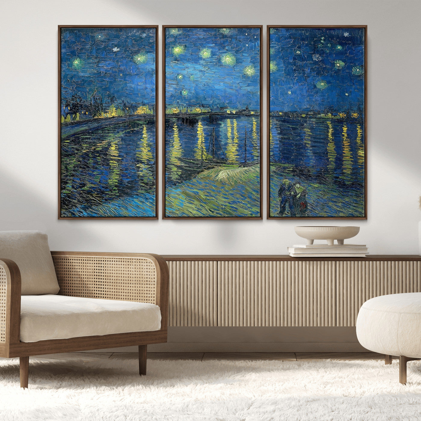 94605-MGV-CV-36X24-Starry Night Over the Rhone Wall Art – Vincent van Gogh Canvas Print, Famous Impressionist Painting for Living Room, Office
