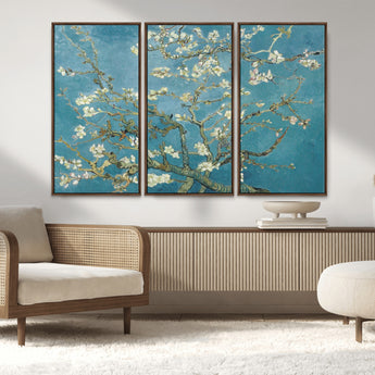 65607-MGV-CV-36X24-Almond Blossom Wall Art – Van Gogh Blue Floral Canvas Print, Elegant Impressionist Painting Decor for Living Room, Bedroom or