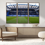 59508-MGV-FC-48X32-3P_Walnut-Chelsea Stadium Wall Art – Stamford Bridge Football Arena Canvas Print, Iconic Soccer Artwork for Living Room, Office, Game Room