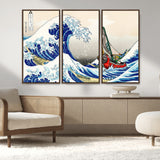 19450-MGV-CV-36X24-Great Wave Adventure Wall Art – Japanese Style Ocean Canvas Print, Fantasy Sailing Decor for Living Room, Bedroom or Office