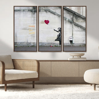 50559-MGV-CV-36X24-Banksy Girl with Balloon Wall Art – Famous Street Graffiti Canvas Print, Modern Urban Artwork for Living Room, Bedroom or Office