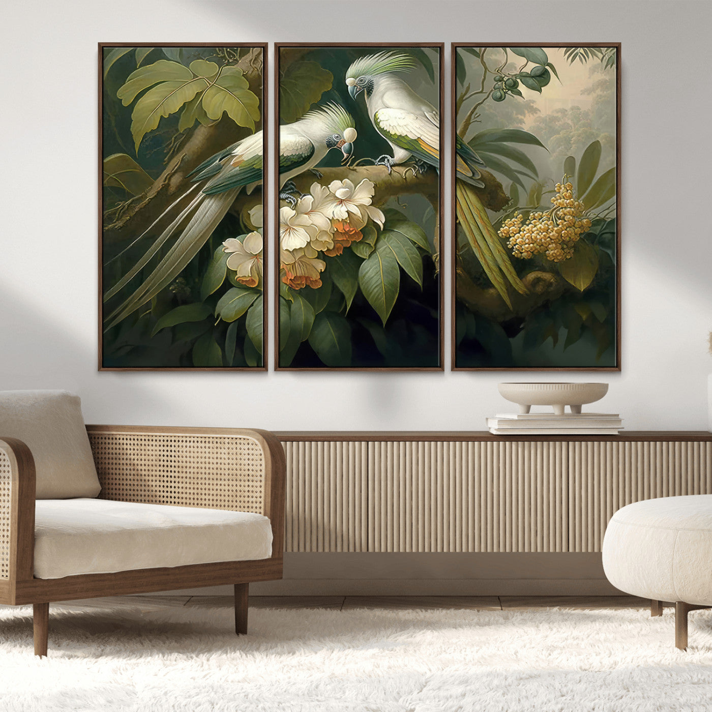 84047-MGV-CV-36X24-Tropical Birds Wall Art – Elegant Botanical Canvas Print, Exotic Nature Decor for Living Room, Bedroom or Office