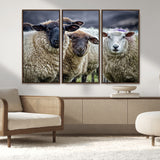 18418-MGV-CV-36X24-Sheep Wall Art Canvas Print, Framed Farmhouse Sheep Art Picture Print, Sheep Herd Perfect Rustic Farmhouse Decor Artwork
