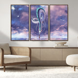 66864-MGV-CV-36X24-Fantasy Dragon Wall Art – Mystical Canvas Print Girl and Sky Serpent Dreamlike Clouds, Magical Anime Inspired Decor for Living