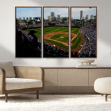 34859-MGV-CV-36X24-Wrigley Field Wall Art Canvas Print, Framed Chicago Cubs Stadium Art Picture Print, Wrigley Stadium Field Perfect Sport Room Decor