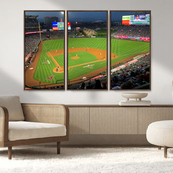93707-MGV-CV-36X24-Los Angeles Stadium Wall Art Canvas Print, Framed Angel Stadium Field Art Picture Print, Anaheim Stadium Perfect Sports Room Decor
