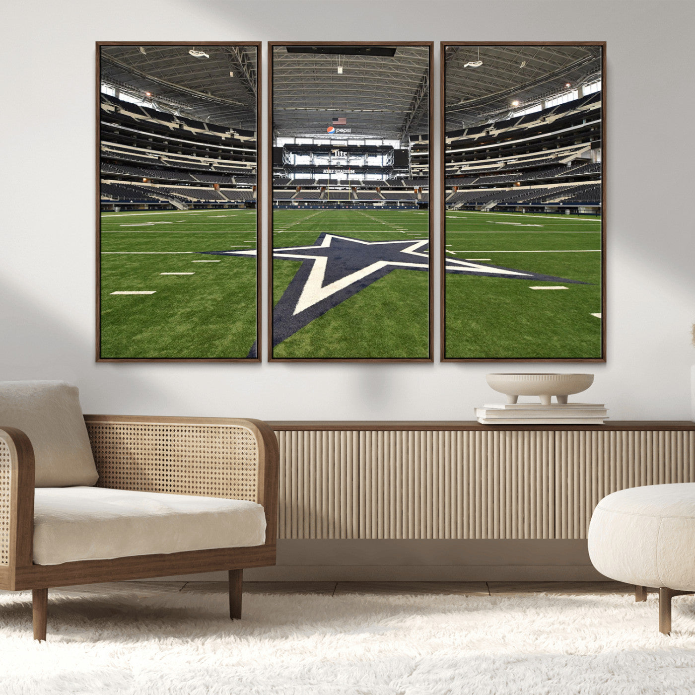 14834-MGV-CV-36X24-Dallas Att Stadium Wall Art Canvas Print, Framed Texas NFL Stadium Art Picture Print, American Football Stadium Perfect Sports