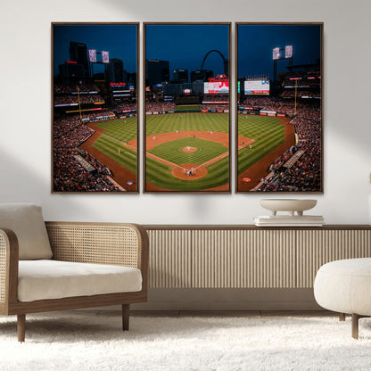 38612-MGV-CV-36X24-Busch Stadium Wall Art Canvas Print, Framed Missouri Stadium Art Picture Print, Busch Stadium Field Perfect Sports Room Decor