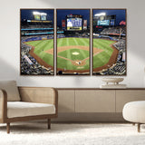 87666-MGV-CV-36X24-City Field Stadium Wall Art Canvas Print, Framed New York Stadium Art Picture Print, Citi Field Stadium Perfect Sport Room Decor
