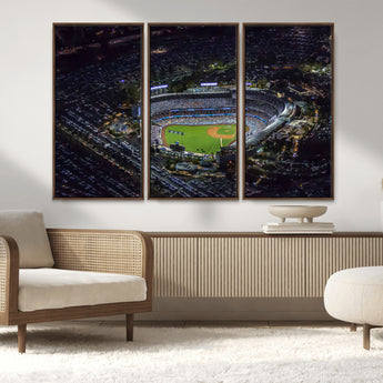 16515-MGV-CV-36X24-Dodgers Stadium Wall Art Canvas Print, Framed Baseball Stadium Art Picture Print, Dodgers Field Perfect Sport Room Decor Artwork