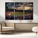 53432-MGV-FC-48X32-3P_Walnut-Fenway Park Stadium Wall Art Canvas Print, Framed Boston Baseball Stadium Art Picture Print, Massachusetts Fenway Park Perfect