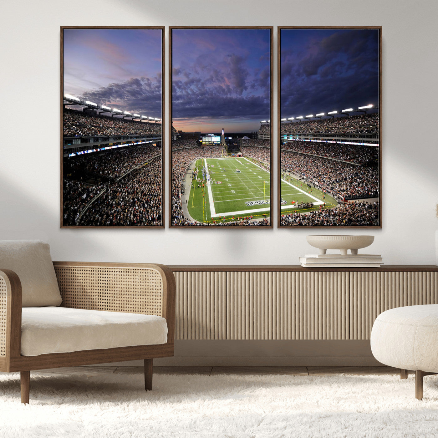 52712-MGV-CV-36X24-Gillette Stadium Field Wall Art Canvas Print, Framed Massachusetts Stadium Art Picture Print, Gillette Stadium Perfect Sport Room