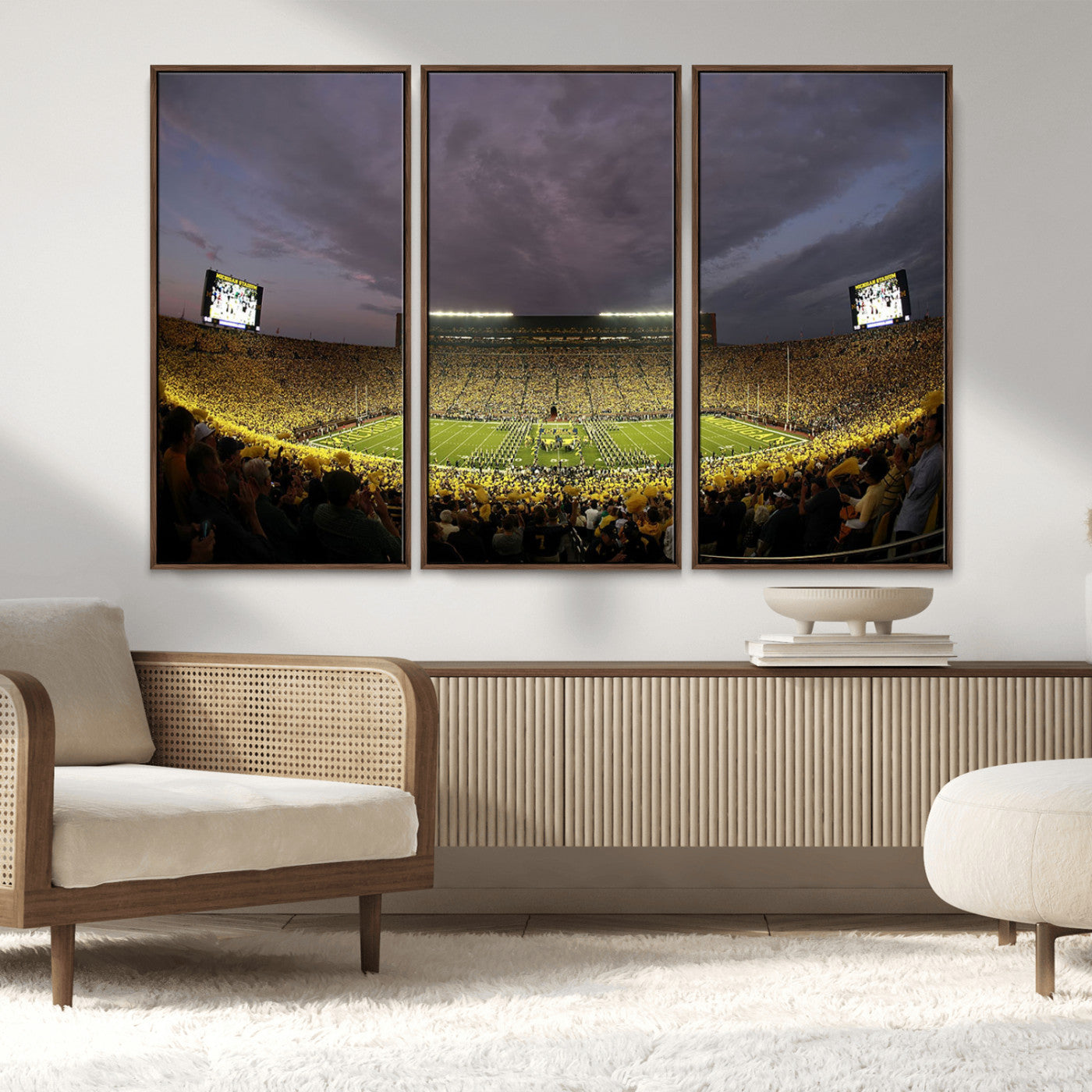 72404-MGV-CV-36X24-Michigan Wolverine Stadium Wall Art Canvas Print, Framed Michigan Stadium Art Picture Print, Football Stadium Perfect Sport Room