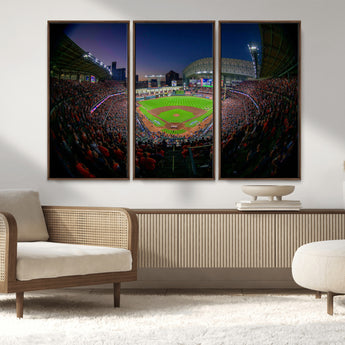 44322-MGV-CV-36X24-Minute Maid Park Wall Art Canvas Print, Framed Houston Astros Stadium Art Picture Print, Houston Astros Field Perfect Sports Room