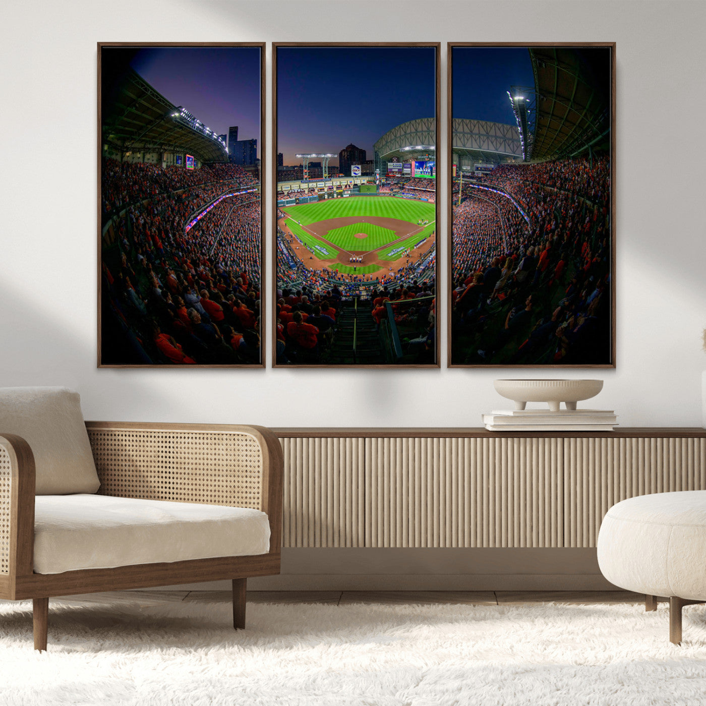 44322-MGV-CV-36X24-Minute Maid Park Wall Art Canvas Print, Framed Houston Astros Stadium Art Picture Print, Houston Astros Field Perfect Sports Room