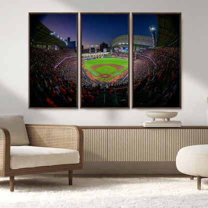 44322-MGV-CV-36X24-Minute Maid Park Wall Art Canvas Print, Framed Houston Astros Stadium Art Picture Print, Houston Astros Field Perfect Sports Room