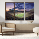 50825-MGV-FC-48X32-3P_Walnut-Notre Dame Stadium Wall Art Canvas Print, Framed Indiana Stadium Art Picture Print, Football Stadium Perfect Sports Room Decor