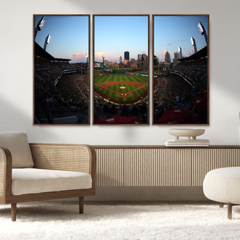 67670-MGV-CV-36X24-PNC Park Stadium Wall Art Canvas Print, Framed Pittsburgh Pirates Stadium Art Picture Print, PNC Park Field Perfect Sport Room