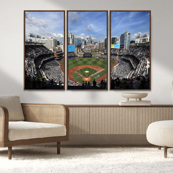 87122-MGV-FC-48X32-3P_Walnut-Petco Park Field Wall Art Canvas Print, Framed San Diego Stadium Art Picture Print, Petco Park Stadium Perfect Sport Room Decor