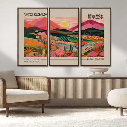 18304-MGV-FC-48X32-3P_Walnut-Sunset Mountain Landscape Wall Art – Panoramic Abstract Nature Canvas Print, Vibrant Wall Decor for Living Room, Bedroom, Office,