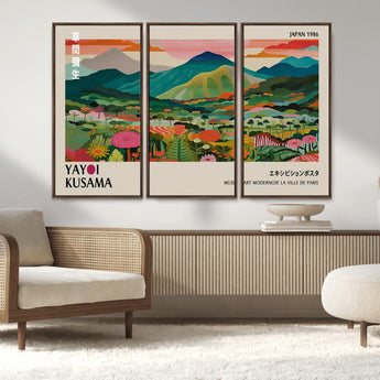 54215-MGV-CV-36X24-Yayoi Kusama Wall Art – Panoramic Japanese Landscape Canvas Print, Modern Abstract Nature Decor for Office, Bedroom or Living Room