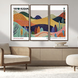 66936-MGV-CV-36X24-Kusama Wall Art – Vibrant Abstract Hills Canvas Print, Japanese Modern Landscape Poster for Living Room, Office, Studio or