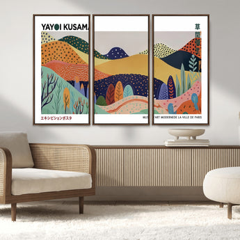 66936-MGV-CV-36X24-Kusama Wall Art – Vibrant Abstract Hills Canvas Print, Japanese Modern Landscape Poster for Living Room, Office, Studio or