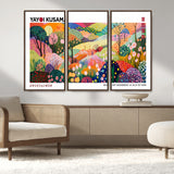 75201-MGV-CV-36X24-Yayoi Kusama Floral Wall Art – Vibrant Abstract Landscape Canvas Print, Modern Pop Art Poster for Living Room, Bedroom, or Gallery