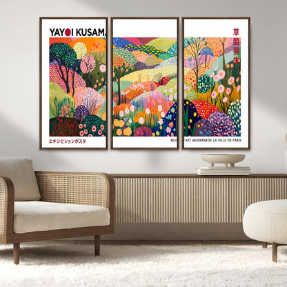 75201-MGV-CV-36X24-Yayoi Kusama Floral Wall Art – Vibrant Abstract Landscape Canvas Print, Modern Pop Art Poster for Living Room, Bedroom, or Gallery