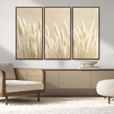 81444-MGV-CV-36X24-Pampas Grass Wall Art Canvas Print, Framed Beige Pampas Grass Art Picture Print, Minimalist Beige Perfect Minimalist Nature Decor