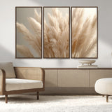 50300-MGV-CV-36X24-Pampas Grass Wall Art Canvas Print, Framed Minimalist Pampas Grass Art Picture Print, Beige Pampas Grass Perfect Minimalist Boho