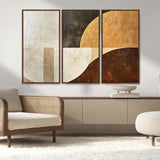 15030-MGV-FC-48X32-3P_Walnut-Wabi Sabi Wall Art Canvas Print, Framed Modern Abstract Art Picture Print, Minimalist Zen Perfect Minimalist Modern Decor Artwork