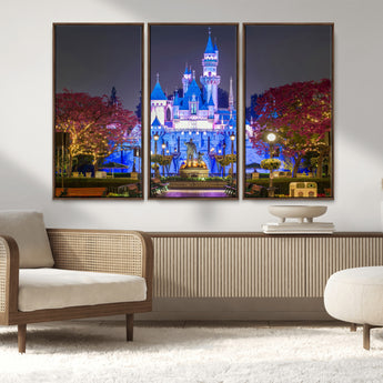 66710-MGV-CV-36X24-Enchanted Castle Wall Art – Magical Night Scene Canvas Print with Glowing Lights, Fantasy Architecture Artwork for Living Room,