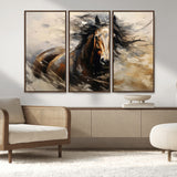 53001-MGV-CV-36X24-Wild Horse Wall Art – Majestic Stallion Canvas Print with Flowing Mane, Rustic Western Style Painting for Living Room, Office or