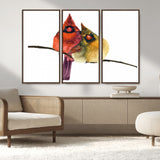 67752-MGV-FC-48X32-3P_Walnut-Cardinal Couple Wall Art – Male and Female Cardinal Canvas Print, Romantic Bird Artwork for Nature Lovers, Living Room, Bedroom,