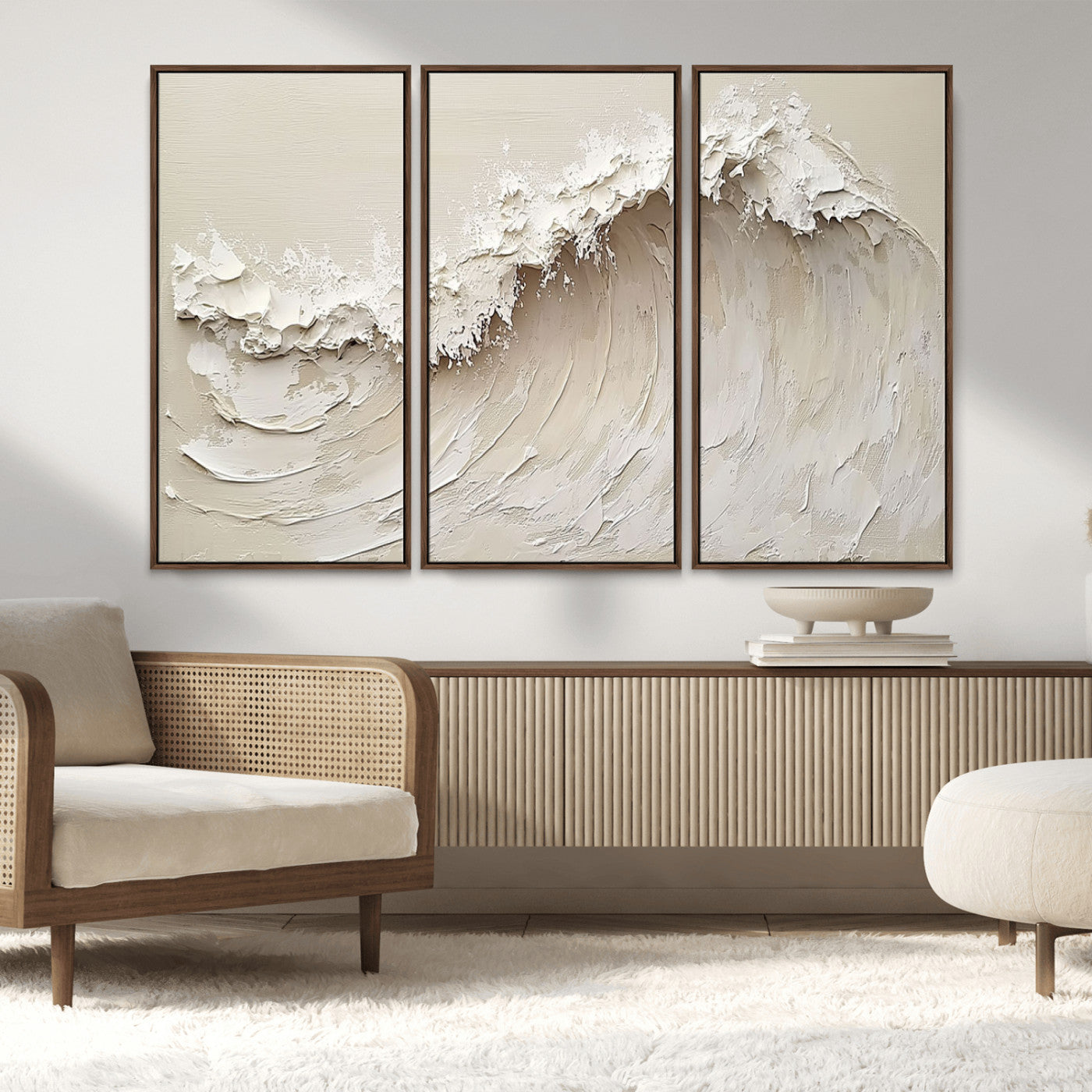 45175-MGV-CV-36X24-Textured Wave Wall Art Canvas Print, Framed Minimal Seascape Art Picture Print, Elegant Wave Perfect Modern Coastal Decor Artwork