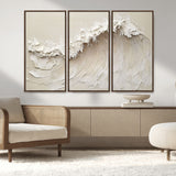 45175-MGV-CV-36X24-Textured Wave Wall Art Canvas Print, Framed Minimal Seascape Art Picture Print, Elegant Wave Perfect Modern Coastal Decor Artwork