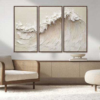 45175-MGV-CV-36X24-Textured Wave Wall Art Canvas Print, Framed Minimal Seascape Art Picture Print, Elegant Wave Perfect Modern Coastal Decor Artwork