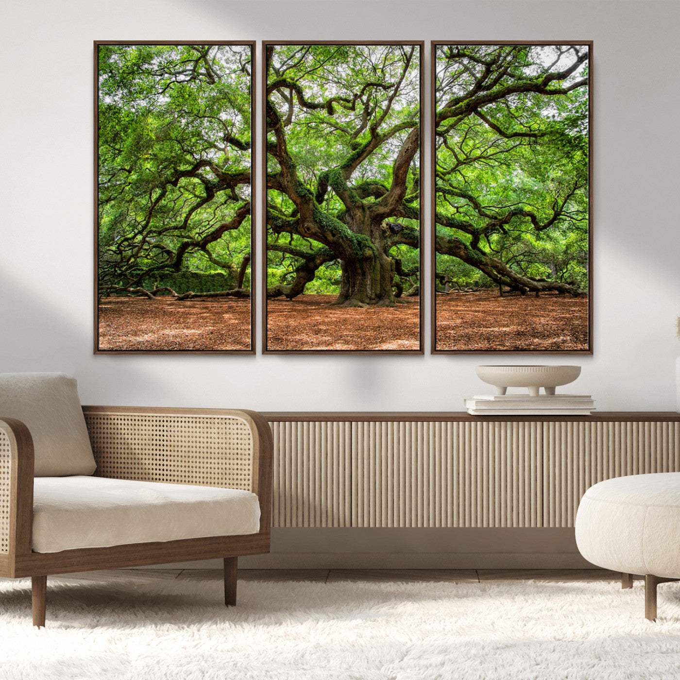 51255351-MGV-FC-48X32-3P_Walnut-Ancient Tree Wall Art – Majestic Oak Canvas Print, Large Nature Photography, Sacred Forest Landscape Wall Décor, Wisdom Tree